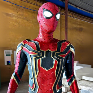 Statue d'araignée en fer grandeur nature de 1,9 m, figurine Spider-Man <span class=keywords><strong>Avengers</strong></span>, sculpture en résine avec yeux LED pour salle de <span class=keywords><strong>jeux</strong></span>, man cave, objet de collection - Product Image 1