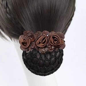 Elegante <span class=keywords><strong>Redecilla</strong></span> para <span class=keywords><strong>Moño</strong></span> con Flores de Tela, <span class=keywords><strong>Redecilla</strong></span> Profesional para Mujeres de Oficina - Product Image 2