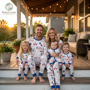Conjunto de Ropa de Dormir Familiar de Bambú Económico Babylovey, Pijamas a Juego con Estampado Personalizado para Mamá y para Mí - Product Image 4