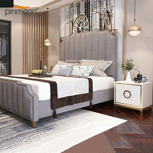 Muebles de Dormitorio de Alta Gama, <span class=keywords><strong>Cama</strong></span> Dorada de Acero Inoxidable <span class=keywords><strong>para</strong></span> Hogar de Lujo - Product Image 1