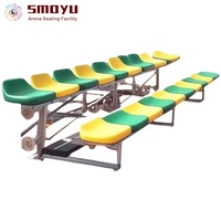 Gradas para Estadios, 2 Filas, Asientos de Aluminio y HDPE sin Respaldo, Plegables, Tipo Tip-N-Roll, Modulares, Longitud Personalizada, Color Personalizado, Capacidad de Carga de 250 Libras