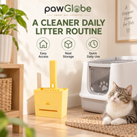 Ensemble de pelle à litière pour chat en plastique avec support et pelle, accessoires de bac à litière faciles à nettoyer pour chats d'intérieur par Pawglobe