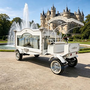 Carroza Fúnebre Clásica de Lujo Eléctrica Estilo Vintage con Caballos para Venta - Product Image 1