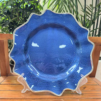 Assiettes de présentation rondes en verre rouge transparent de luxe, design classique et élégant, écologiques, pour mariages et fêtes (6-10 cm)