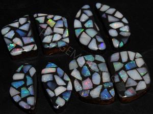 Opal Natural Australiano Doblete, Cabujón Liso de Fantasía Multifuego, Piedra Estabilizada 25-30mm, Certificado por Terceros, Par a Juego para - Product Image 3