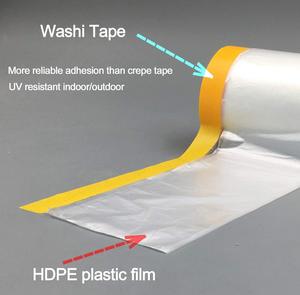 Film de masquage pré-adhésif, bâche de protection en plastique avec ruban adhésif pour la retouche automobile, la peinture intérieure et extérieure - Product Image 2