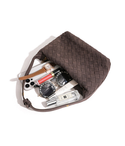 Sac fourre-tout en daim tissé marron personnalisé avec fermeture éclair, bandoulière, haute qualité, doux et moyen, pour l'été, mode féminine minimaliste - Product Image 4