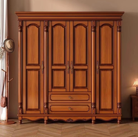 Armoire en bois massif de style rétro américain, moderne et simple, avec trois, quatre ou cinq portes et tiroirs, armoire supérieure