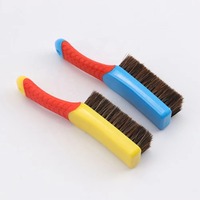 Brosse à chaussures en crin de cheval, manche en plastique antidérapant, poils de sanglier, brosse de nettoyage multi-usages pour éliminer les taches