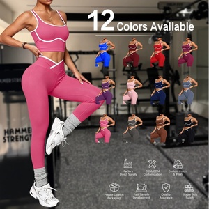 YNSEA <span class=keywords><strong>Set</strong></span> Sportivo Personalizzato a 2 Pezzi, Top Canotta e Leggings Color Block, Abbigliamento Sportivo Modellante per Palestra - Product Image 3