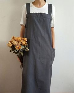 Al por mayor, con logotipo personalizado, estilo coreano y japonés, de algodón y lino gris, con espalda cruzada, para arte, publicidad, floristería, ecológico, moderno, sin mangas - Product Image 4