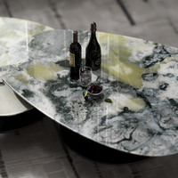 KINGS-WING Vert Onyx Canapé Table Basse Pantagonia Jade Plinthe Centre Table Nature Verde Marbre Table Basse pour Salon