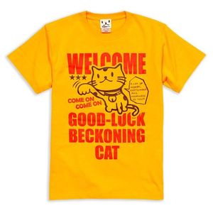 Scopy Beckoning <b>Cat</b> <b>T</b>-Shirt Gold Yellow Short Sleeve Unisex Promotional Shirt - Product Image 1
