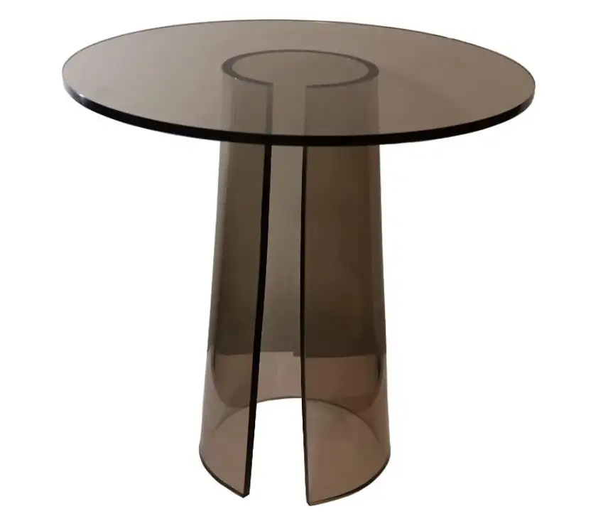 bespoke tea grey semi transparent acrylic round end table lucite accent coffee table