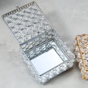 Caja de pañuelos faciales de escritorio cuadrada de cristal a precio competitivo OEM al por mayor soporte de papel caja de pañuelos pequeña creativa para Baño