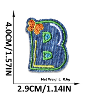 Mode 4cm petite taille a à Z Alphabet anglais forme fer sur broderie bleu Denim Jeans lettre patchs pour enfants vêtements - Product Image 4