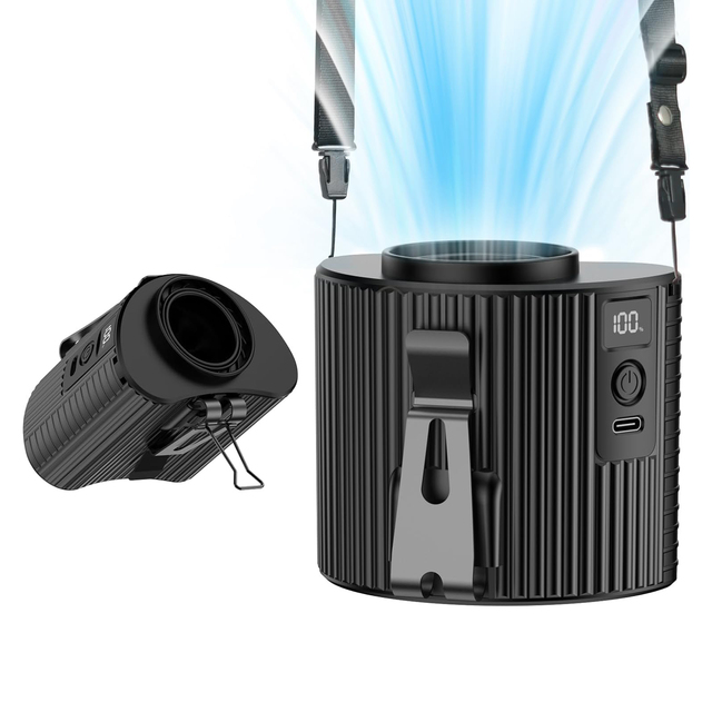 Socool Fan 4000mAh Battery Portable Mini Neck Fan Rechargeable USB LED Wearable Clip-On for Household & Car Use
