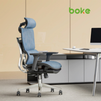 Chaise de bureau exécutive moderne à dossier haut en maille, hauteur réglable, appui-tête 3D, vérin à gaz chromé, accoudoirs 4D, base en aluminium - Sillas De