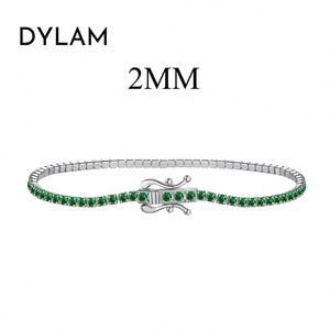 Dylam Luxurious Women Fine Jewelry S925 <b>Silver</b> Rhodium Plated 2mm Iced Out Diamond 5A Zirconia Tennis <b>Bracelet</b> <b>Bangle</b> - Product Image 5