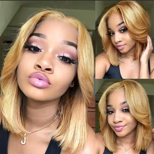 Peluca BOB con Frente de Encaje, Cabello Humano Liso 13x4 # 30 Pelucas de Cabello Humano Corto Estilo Bob, Color Castaño Dorado, 200% de Densidad, Peluca Bob Frontal, Cabello Brasileño - Product Image 5