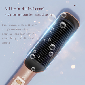 Brosse chauffante portable PTC à ions négatifs pour <span class=keywords><strong>cheveux</strong></span> et barbe, double usage lissage et bouclage, avec écran LCD électrique - Product Image 4