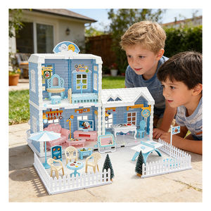 Kit de casa de muñecas de plástico para ensamblar, con muebles y accesorios, modelo de mini casa, regalo creativo para niños y niñas, cumpleaños - Product Image 3