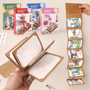 YUELU Juego de 9 Marcadores de Libros de Acuarela, Portátil, con Papel de Acuarela para Pintar, Libro de Colección con Formato de Acordeón y Pinturas - Product Image 1