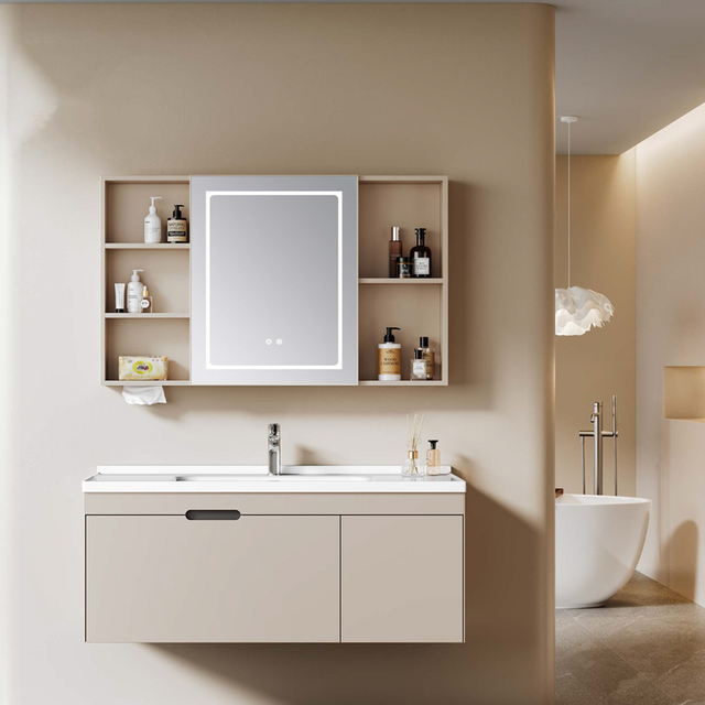 Floating Bathroom Vanity with Sink Custom Carved Bathroom Furniture 48 Inch Bathroom Vanity with Single Sink European Style