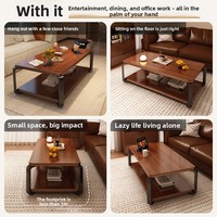 Nouvelle table basse de style chinois pour petit appartement, salon, balcon, chambre à coucher, table à thé double usage en bois massif pour maison de location