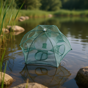 Red de Pesca Plegable Portátil de 6 Lados con Malla de Nylon para Camarones, Peces Pequeños, Cangrejos y Cangrejos de Río, Diseño de Nudo Único, Red de Lanzamiento D0100XT4PR7 - Product Image 2