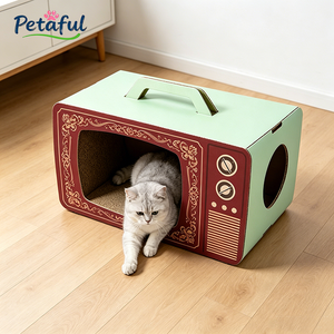 <span class=keywords><strong>Griffoir</strong></span> et maison pour chat rectangulaire moderne au design créatif TV, résistant à l'usure et aux rayures, motif imprimé pour salon - Product Image 1