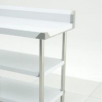 Table de préparation alimentaire sur mesure en acier inoxydable 304 avec crédence et plan de travail à 3 niveaux pour cuisine commerciale