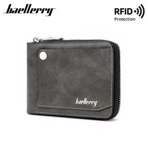 Portefeuille court pour homme Baellerry, porte-monnaie à fermeture éclair, protection RFID, couleur noire unie, usage quotidien - Product Image 4