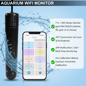 Moniteur de qualité de l'eau intelligent 7 en 1 avec Bluetooth, WIFI, <span class=keywords><strong>test</strong></span> en ligne de PH, TDS, EC, ORP, SG, SEL, TEMP pour l'eau potable, les aquariums et les piscines - Product Image 2
