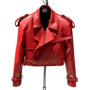 Burgundy Cow <b>Suede</b> Moto <b>Jacket</b> Women's Short Turn-down Collar Full Sleeve Belted Biker Style Autumn Wear Wholesale Custom Print - Product Image 6