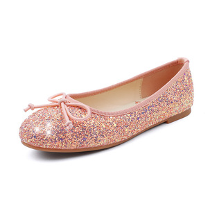 Zapatillas de <span class=keywords><strong>Ballet</strong></span> con Brillantina para Mujer, Color Rosa, con Lazo, Suela Suave, Cómodas, para Fiesta y Baile, Venta al Por Mayor - Product Image 1