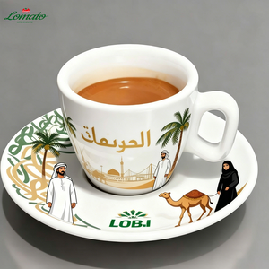 Factory Direct Free Design Custom Saudi <b>Arabic</b> Coffee Cup <b>Set</b>, Middle Eastern UAE Themed Ceramic Cup Saucer, Bulk Wholesale - Product Image 5