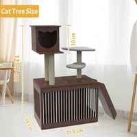 Meubles de luxe pour animaux de compagnie Cadre d'escalade pour chat en bois avec griffoirs en sisal, Cat Tower Condo Indoor Cat Tree