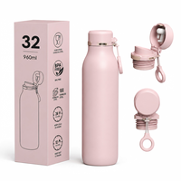 Frasco de vacío con aislamiento de doble pared de acero inoxidable de 32oz, tapa AUTOPOP, botella de agua portátil para gimnasio para adultos para acampar