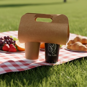Gobelets en papier jetables Sunshine à double paroi, avec logo personnalisé imprimé, sans plastique, 12 oz, pour thé chaud et café, avec couvercles en PS - Product Image 5