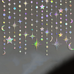 DAMAI Adornos Colgantes de Estrella y Luna de Radium para Decoración de Fiestas de San Valentín y Cumpleaños - Product Image 1