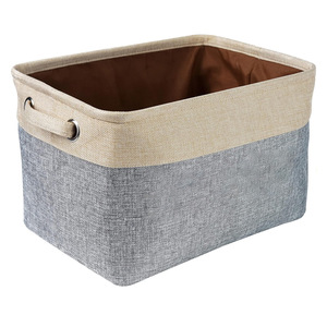 Organizador de Ropa, Cesta de Almacenamiento de Tela, Rectangular, Gris Marrón, Lino, Caja de Almacenamiento Portátil para Armario - Product Image 1