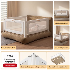 Barrière de <span class=keywords><strong>lit</strong></span> carrée en bambou Pakey, pare-chocs anti-collision pour berceau, barrière de sécurité anti-chute pour bébé, sans clou, pour nourrissons - Product Image 1
