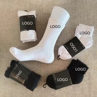 Chaussettes de sport blanches mi-mollet personnalisées pour hommes, imprimé lettres tendance, pour le basketball, vente en gros