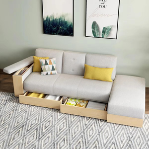 <span class=keywords><strong>Canapé</strong></span>-lit sectionnel <span class=keywords><strong>convertible</strong></span> moderne <span class=keywords><strong>avec</strong></span> rangement, chaise longue rectangulaire, tiroir coulissant, porte-gobelets, pour petit salon - Product Image 2