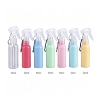 Flacon pulvérisateur miniature en PET de 50 ml et 60 ml, couleur macaron, pour cosmétiques capillaires, avec tête de souris et déclencheur, sérigraphie