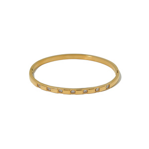Bracciale in Acciaio Inossidabile Impermeabile e Antiossidante con Zirconi, Placcato in Oro 18k per Donna, Ideale come Regalo - Product Image 6