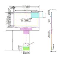 Modul Layar OLED PMOLED Huaxin 1,3 Inci 128*64 IC Driver SSD1315 Antarmuka I2C SPI Layar OLED Monokrom