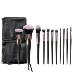 2021 wholesale high quality professional 11 piece make up brush long wood handle best eye foundation makeup brush set