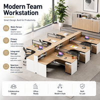 Bureau de travail moderne convertible en bois massif pour 2 à 6 personnes avec panneau en aluminium, conception modulaire stable pour usage commercial